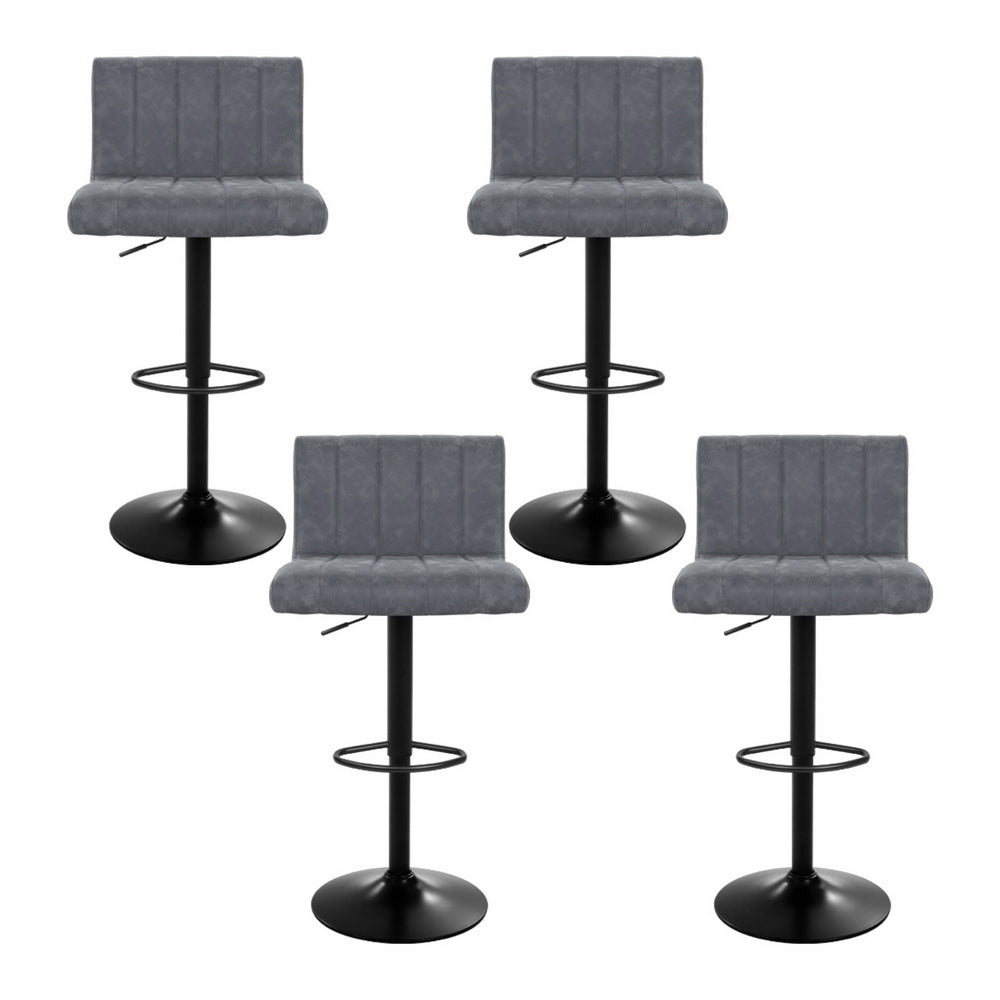 4x Bar Stools Vintage Leather Gas Lift Grey - Furniture > Bar Stools & Chairs > Massage Chairs - Rivercity House & Home Co. (ABN 18 642 972 209) - Affordable Modern Furniture Australia
