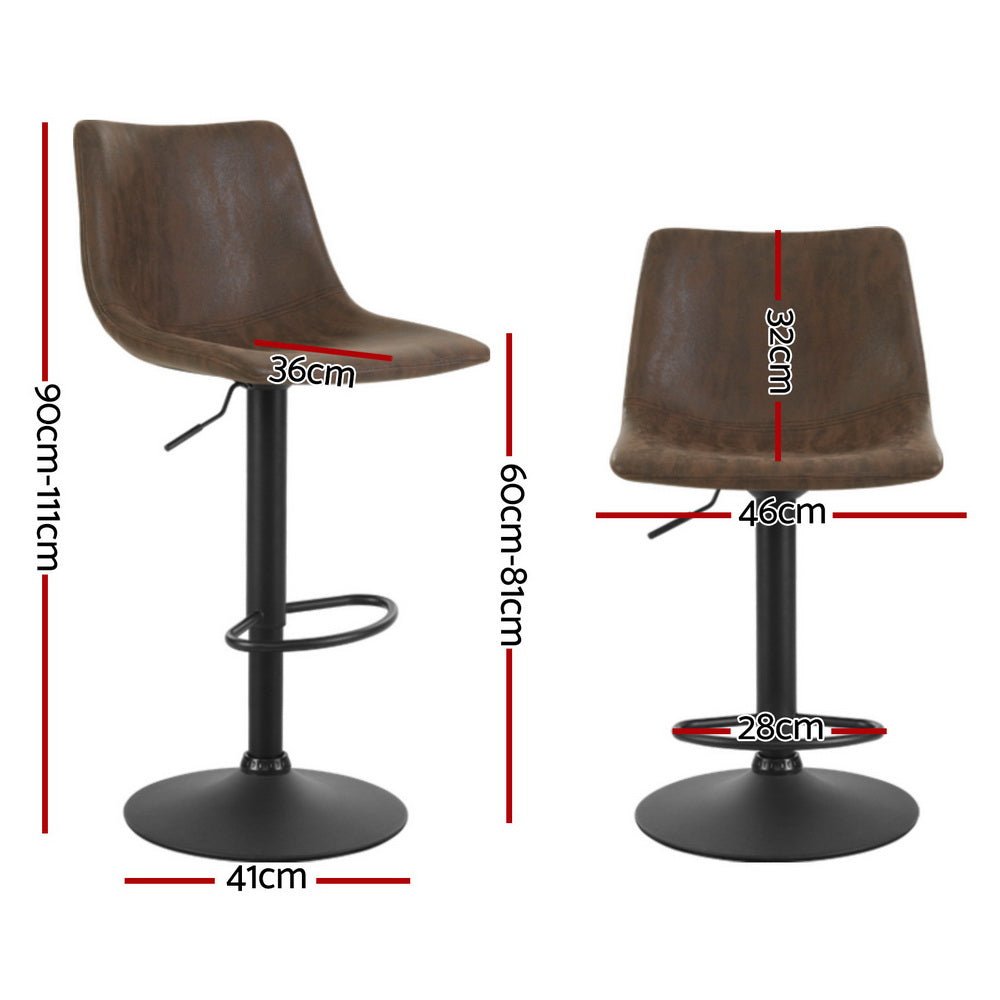 4x Bar Stools Vintage Leather Swivel Gas Lift Brown - Furniture > Bar Stools & Chairs > Table & Bar Stools - Rivercity House & Home Co. (ABN 18 642 972 209) - Affordable Modern Furniture Australia