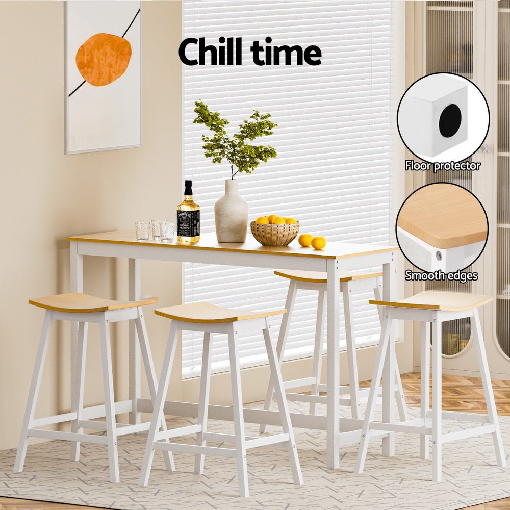 4x Bar Stools Wooden Chairs Oak - Furniture > Bar Stools & Chairs > Massage Chairs - Rivercity House & Home Co. (ABN 18 642 972 209) - Affordable Modern Furniture Australia