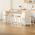 Set of 4 Bar Stools Wooden Chairs Oak