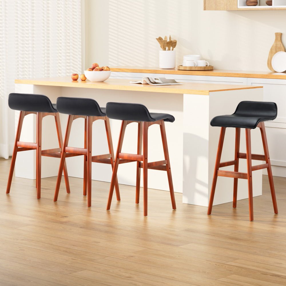 4x Bar Stools Wooden Stool Black - Furniture > Bar Stools & Chairs > Table & Bar Stools - Rivercity House & Home Co. (ABN 18 642 972 209) - Affordable Modern Furniture Australia