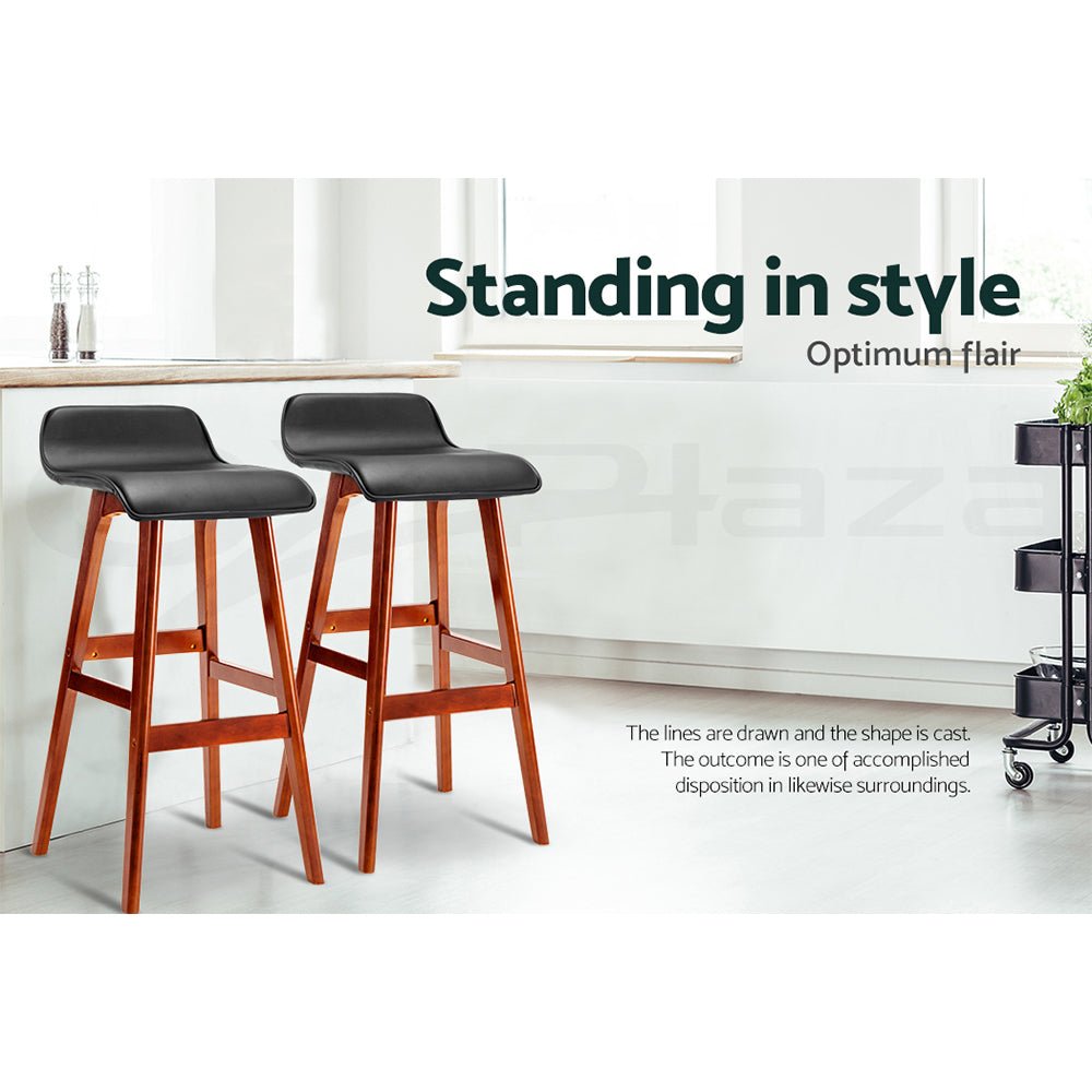 4x Bar Stools Wooden Stool Black - Furniture > Bar Stools & Chairs > Table & Bar Stools - Rivercity House & Home Co. (ABN 18 642 972 209) - Affordable Modern Furniture Australia