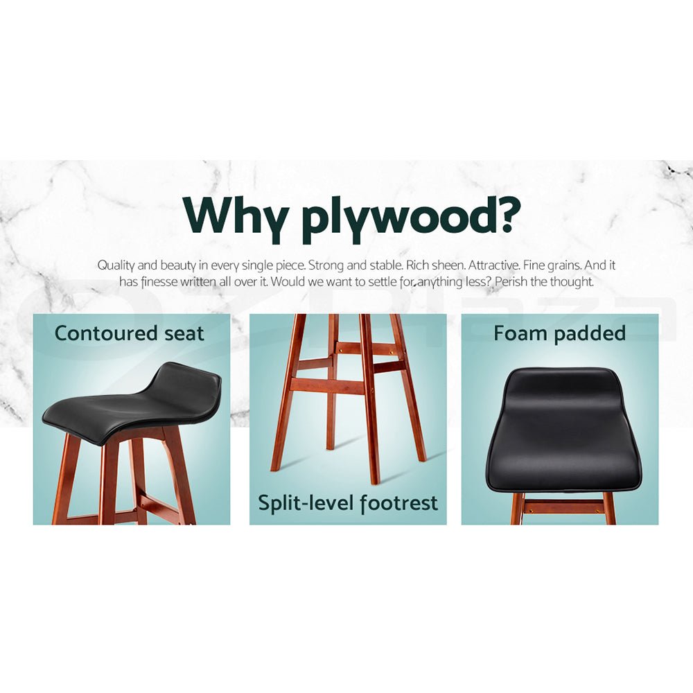 4x Bar Stools Wooden Stool Black - Furniture > Bar Stools & Chairs > Table & Bar Stools - Rivercity House & Home Co. (ABN 18 642 972 209) - Affordable Modern Furniture Australia