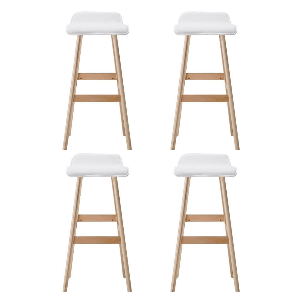 4x Bar Stools Wooden Stool White - Furniture > Bar Stools & Chairs > Table & Bar Stools - Rivercity House & Home Co. (ABN 18 642 972 209) - Affordable Modern Furniture Australia