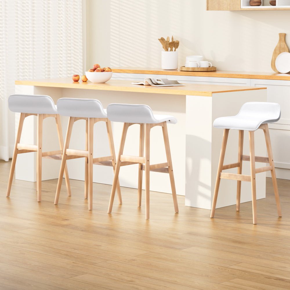 4x Bar Stools Wooden Stool White - Furniture > Bar Stools & Chairs > Table & Bar Stools - Rivercity House & Home Co. (ABN 18 642 972 209) - Affordable Modern Furniture Australia