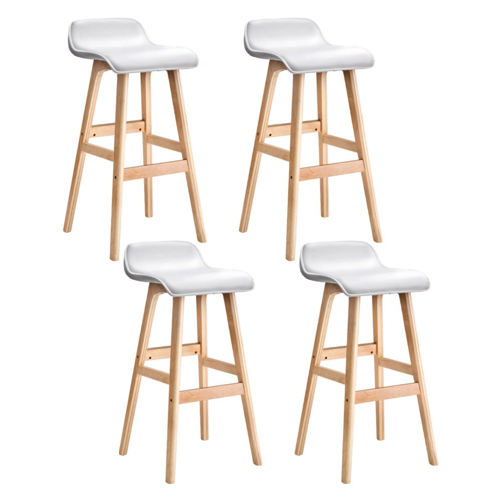 4x Bar Stools Wooden Stool White - Furniture > Bar Stools & Chairs > Table & Bar Stools - Rivercity House & Home Co. (ABN 18 642 972 209) - Affordable Modern Furniture Australia