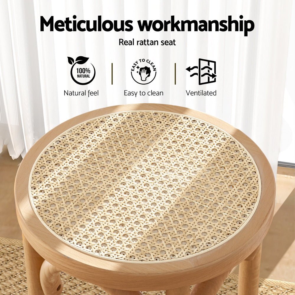 4x Bar Stoosl Rattan Seat Wooden - Furniture > Bar Stools & Chairs > Massage Chairs - Rivercity House & Home Co. (ABN 18 642 972 209) - Affordable Modern Furniture Australia