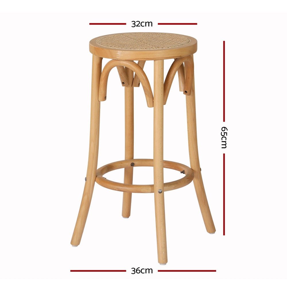 4x Bar Stoosl Rattan Seat Wooden - Furniture > Bar Stools & Chairs > Massage Chairs - Rivercity House & Home Co. (ABN 18 642 972 209) - Affordable Modern Furniture Australia