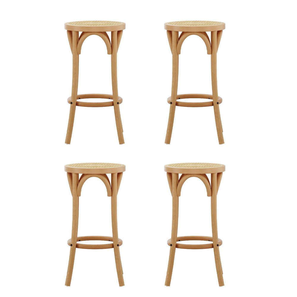 4x Bar Stoosl Rattan Seat Wooden - Furniture > Bar Stools & Chairs > Massage Chairs - Rivercity House & Home Co. (ABN 18 642 972 209) - Affordable Modern Furniture Australia