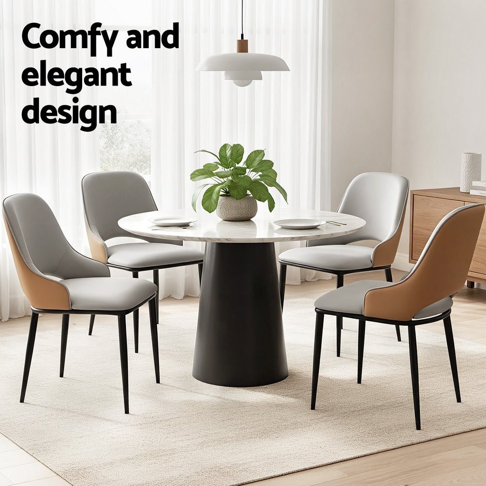 4x Dining Chairs Hollow PU Leather Kitchen Lounge Cafe Accent Chair Grey - Furniture > Dining > Kitchen & Dining Chairs - Rivercity House & Home Co. (ABN 18 642 972 209) - Affordable Modern Furniture Australia