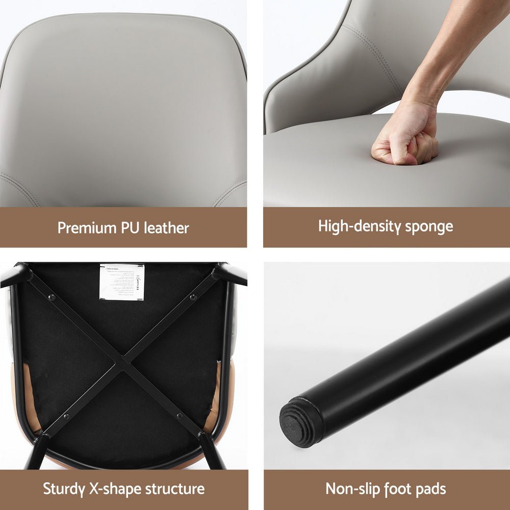 4x Dining Chairs Hollow PU Leather Kitchen Lounge Cafe Accent Chair Grey - Furniture > Dining > Kitchen & Dining Chairs - Rivercity House & Home Co. (ABN 18 642 972 209) - Affordable Modern Furniture Australia