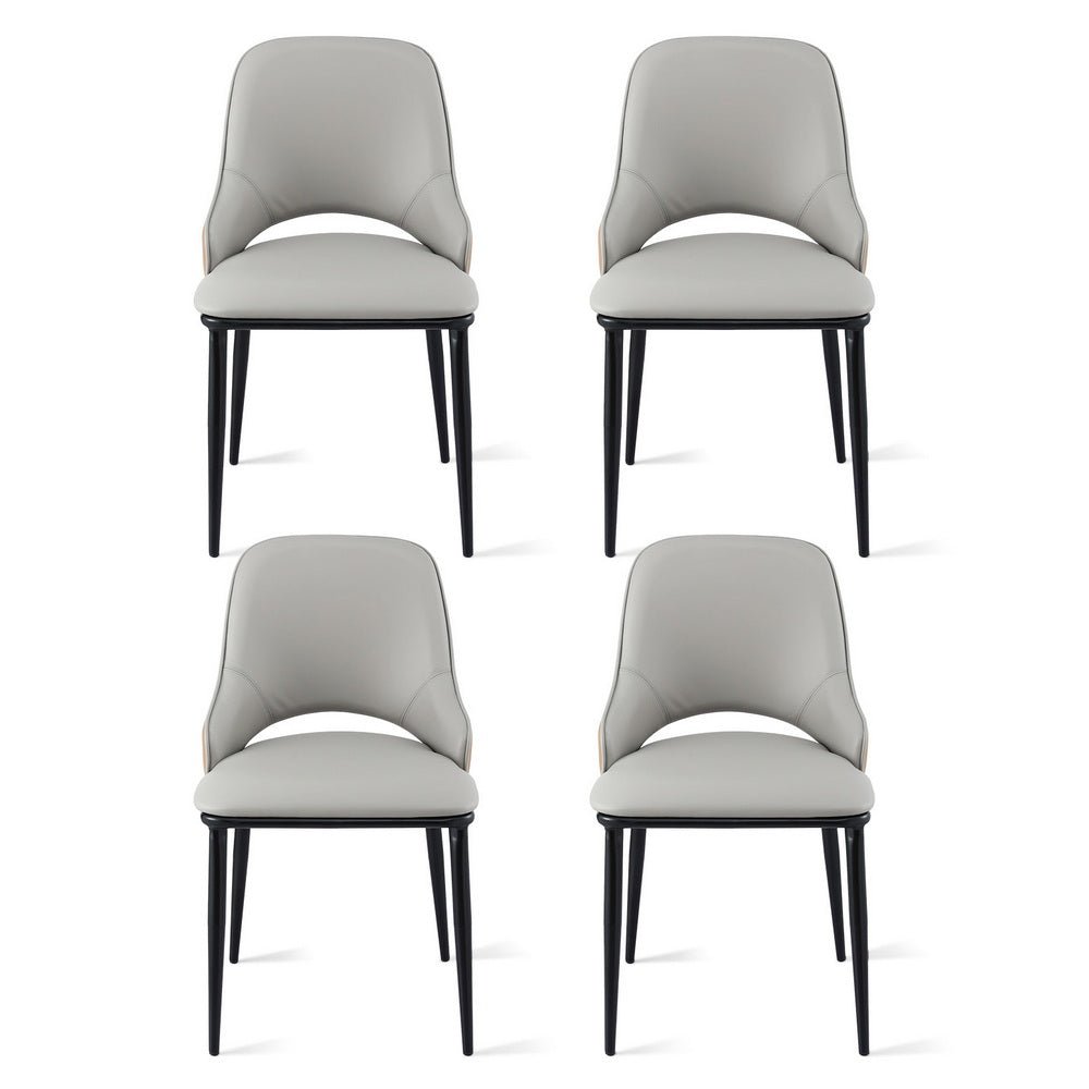 4x Dining Chairs Hollow PU Leather Kitchen Lounge Cafe Accent Chair Grey - Furniture > Dining > Kitchen & Dining Chairs - Rivercity House & Home Co. (ABN 18 642 972 209) - Affordable Modern Furniture Australia