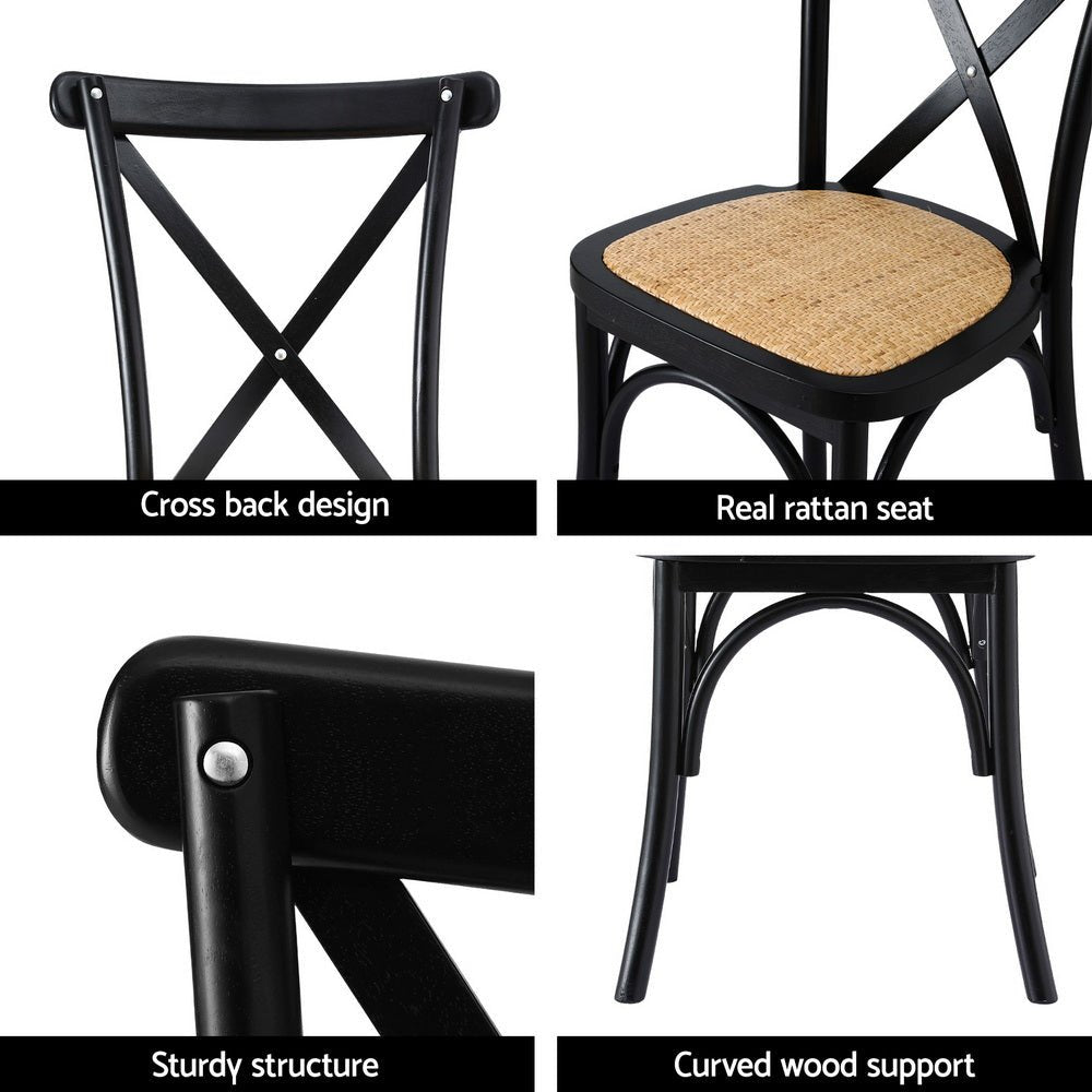 4x Dining Chairs Rattan Wooden Kitchen Accent Chair Cafe Lounge Rubber Wood - Furniture > Dining > Kitchen & Dining Chairs - Rivercity House & Home Co. (ABN 18 642 972 209) - Affordable Modern Furniture Australia