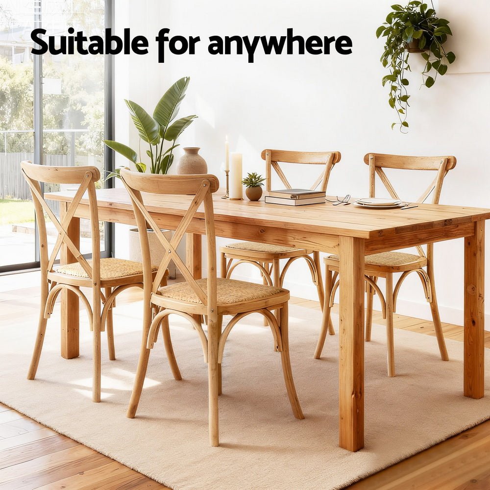 4x Dining Chairs Rattan Wooden Kitchen Accent Chair Cafe Lounge Rubber Wood - Furniture > Dining > Kitchen & Dining Chairs - Rivercity House & Home Co. (ABN 18 642 972 209) - Affordable Modern Furniture Australia