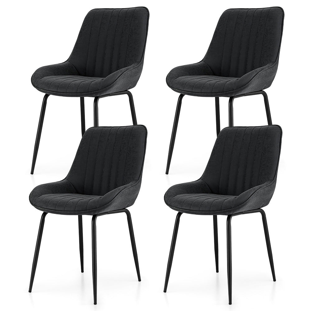 4x Dining Chairs Retro PU Leather Kitchen Lounge Cafe Accent Chair Black - Furniture > Dining > Kitchen & Dining Chairs - Rivercity House & Home Co. (ABN 18 642 972 209) - Affordable Modern Furniture Australia