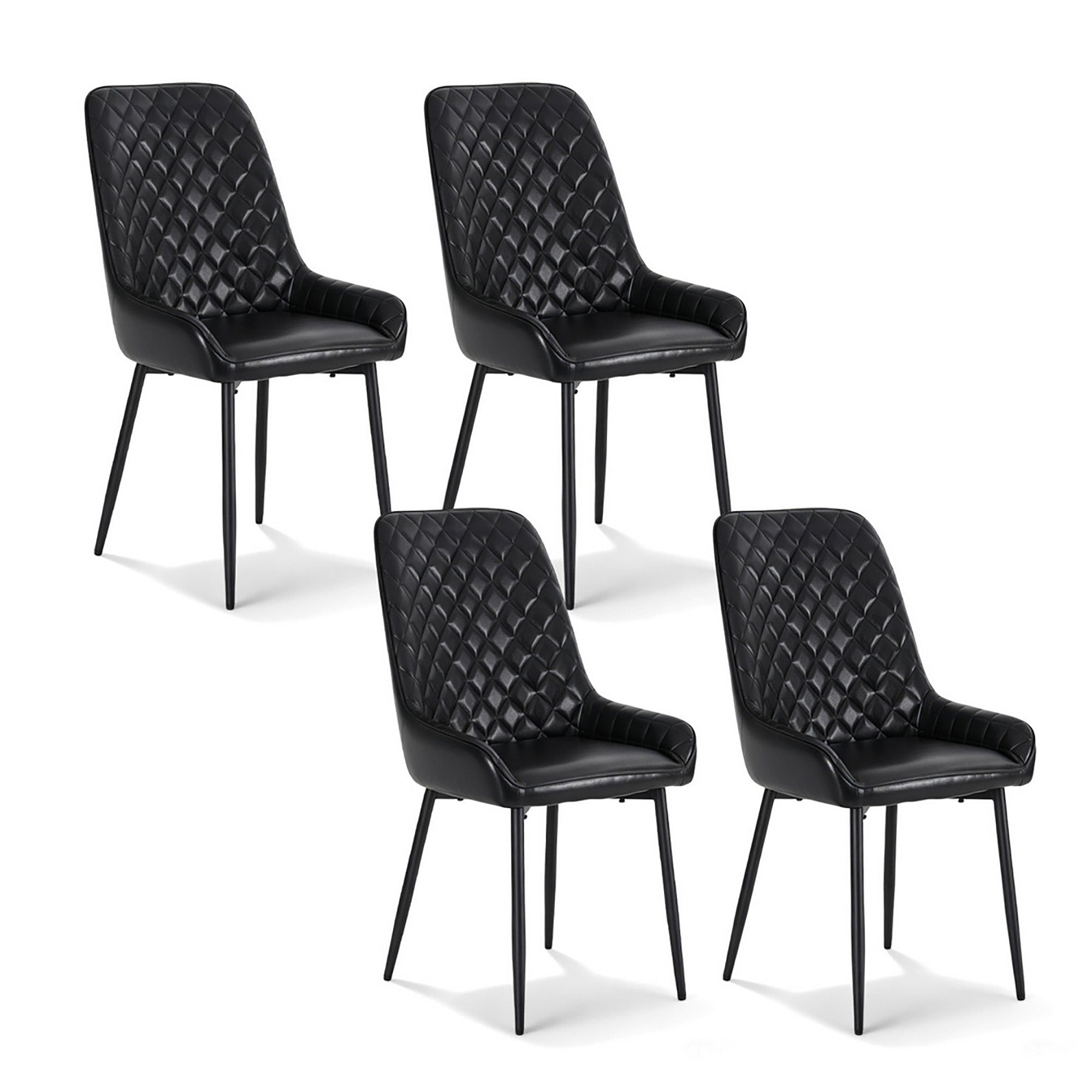 4x Dining Chairs Retro PU Leather Kitchen Lounge Cafe Accent Chair Black - Furniture > Dining > Kitchen & Dining Chairs - Rivercity House & Home Co. (ABN 18 642 972 209) - Affordable Modern Furniture Australia