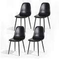 Set of 4 Retro PU Leather Dining Chairs with Metal Legs - Black