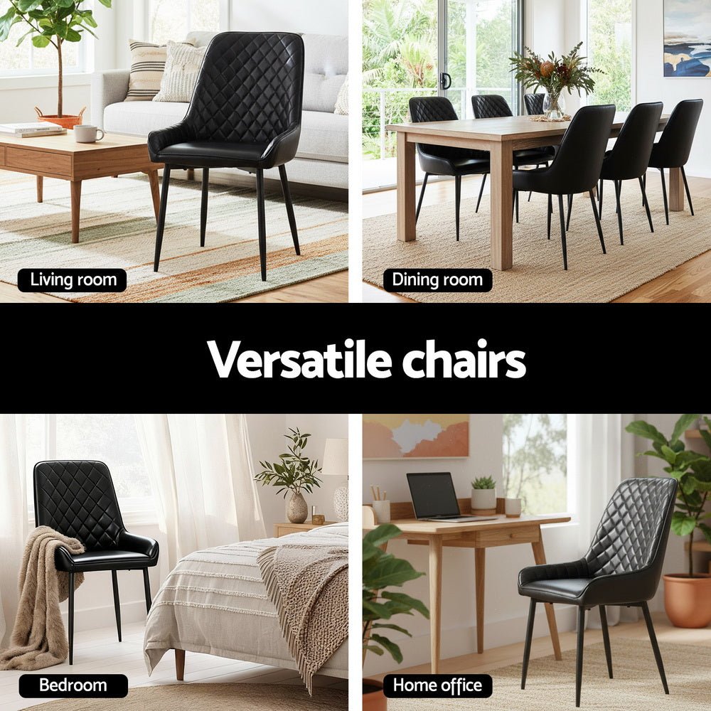 4x Dining Chairs Retro PU Leather Kitchen Lounge Cafe Accent Chair Black - Furniture > Dining > Kitchen & Dining Chairs - Rivercity House & Home Co. (ABN 18 642 972 209) - Affordable Modern Furniture Australia