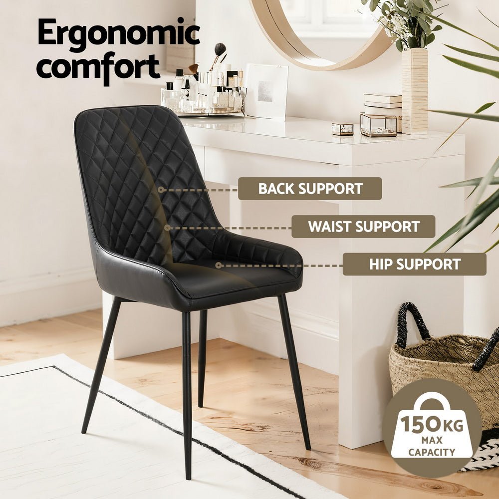 4x Dining Chairs Retro PU Leather Kitchen Lounge Cafe Accent Chair Black - Furniture > Dining > Kitchen & Dining Chairs - Rivercity House & Home Co. (ABN 18 642 972 209) - Affordable Modern Furniture Australia