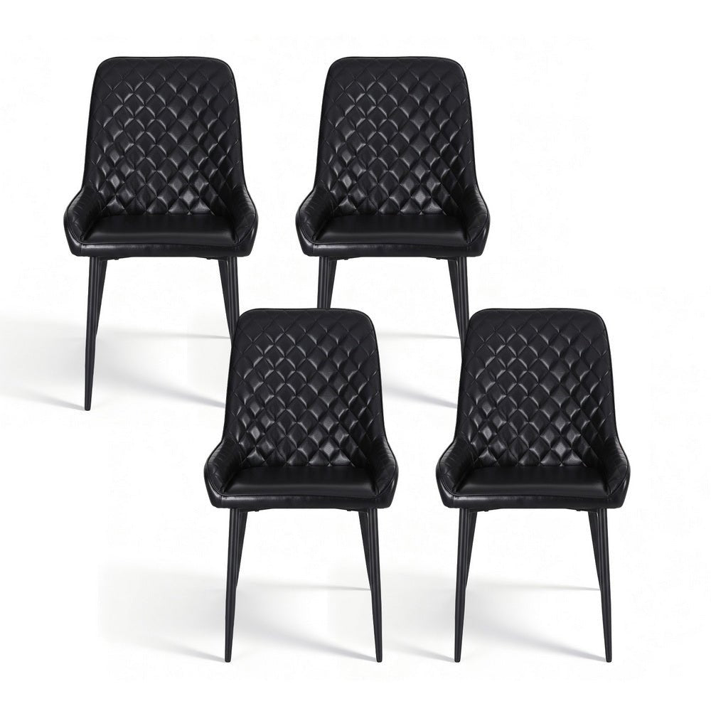 4x Dining Chairs Retro PU Leather Kitchen Lounge Cafe Accent Chair Black - Furniture > Dining > Kitchen & Dining Chairs - Rivercity House & Home Co. (ABN 18 642 972 209) - Affordable Modern Furniture Australia