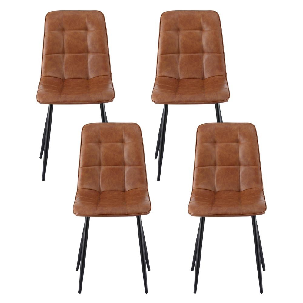 4x Dining Chairs Retro PU Leather Kitchen Lounge Cafe Accent Chair Brown - Furniture > Dining > Kitchen & Dining Chairs - Rivercity House & Home Co. (ABN 18 642 972 209) - Affordable Modern Furniture Australia