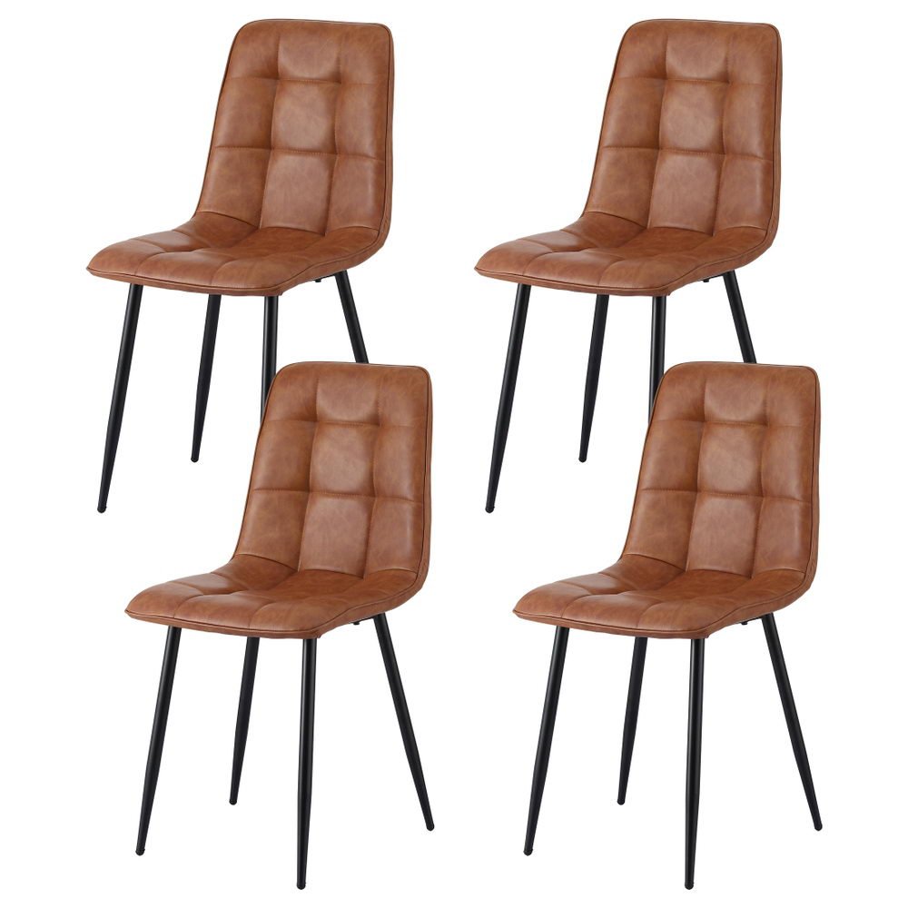 4x Dining Chairs Retro PU Leather Kitchen Lounge Cafe Accent Chair Brown - Furniture > Dining > Kitchen & Dining Chairs - Rivercity House & Home Co. (ABN 18 642 972 209) - Affordable Modern Furniture Australia