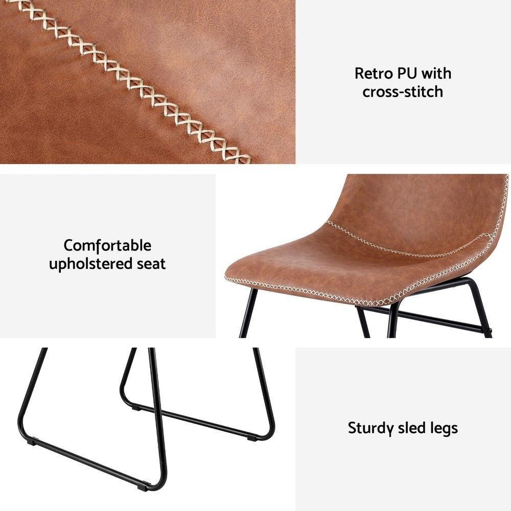 4x Dining Chairs Retro PU Leather Kitchen Lounge Cafe Accent Chair Brown - Furniture > Dining > Kitchen & Dining Chairs - Rivercity House & Home Co. (ABN 18 642 972 209) - Affordable Modern Furniture Australia