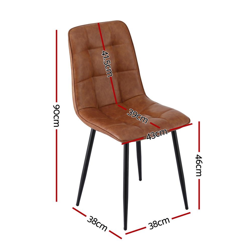 4x Dining Chairs Retro PU Leather Kitchen Lounge Cafe Accent Chair Brown - Furniture > Dining > Kitchen & Dining Chairs - Rivercity House & Home Co. (ABN 18 642 972 209) - Affordable Modern Furniture Australia
