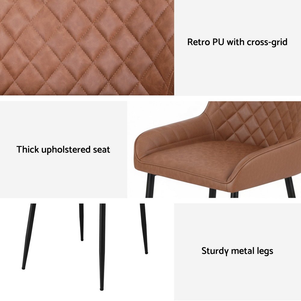 4x Dining Chairs Retro PU Leather Kitchen Lounge Cafe Accent Chair Brown - Furniture > Dining > Kitchen & Dining Chairs - Rivercity House & Home Co. (ABN 18 642 972 209) - Affordable Modern Furniture Australia
