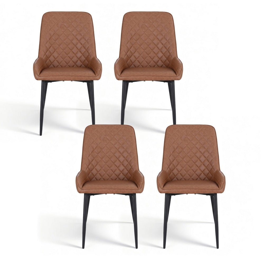 4x Dining Chairs Retro PU Leather Kitchen Lounge Cafe Accent Chair Brown - Furniture > Dining > Kitchen & Dining Chairs - Rivercity House & Home Co. (ABN 18 642 972 209) - Affordable Modern Furniture Australia