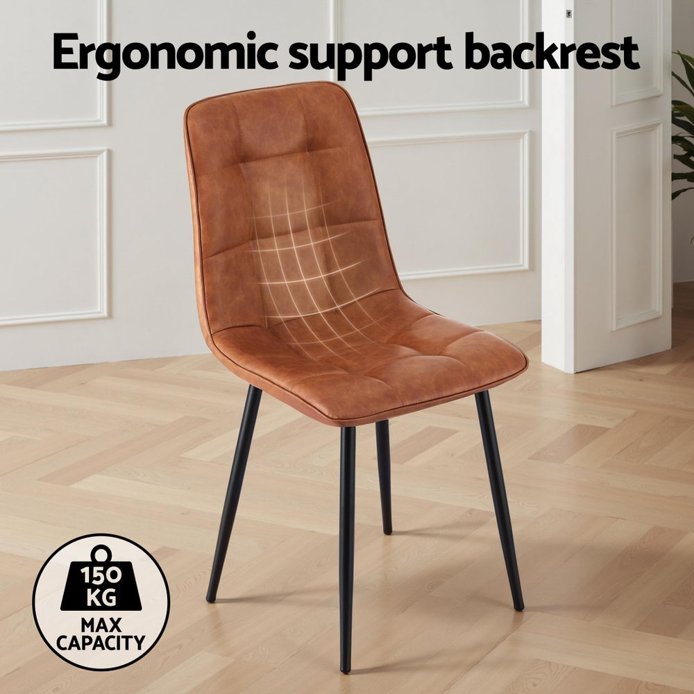 4x Dining Chairs Retro PU Leather Kitchen Lounge Cafe Accent Chair Brown - Furniture > Dining > Kitchen & Dining Chairs - Rivercity House & Home Co. (ABN 18 642 972 209) - Affordable Modern Furniture Australia