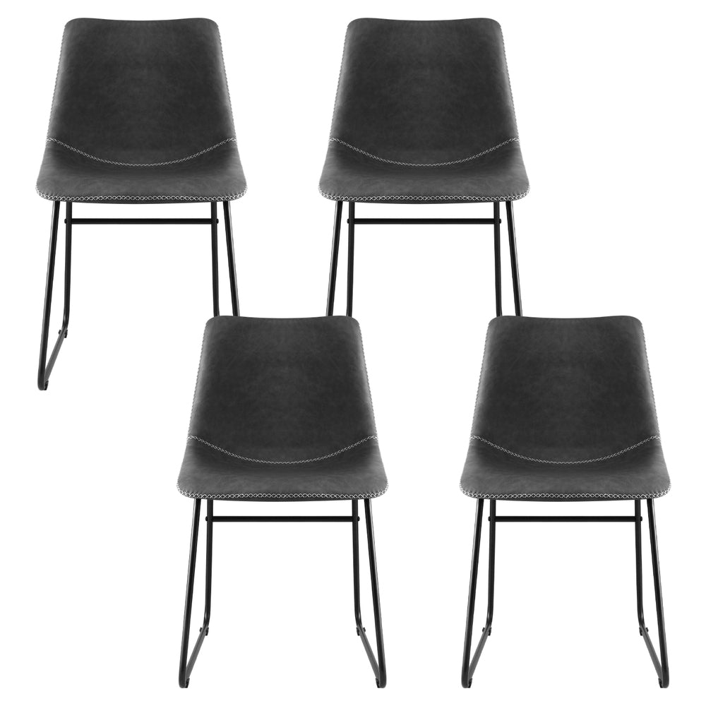 4x Dining Chairs Retro PU Leather Kitchen Lounge Cafe Accent Chair Grey - Furniture > Dining > Kitchen & Dining Chairs - Rivercity House & Home Co. (ABN 18 642 972 209) - Affordable Modern Furniture Australia