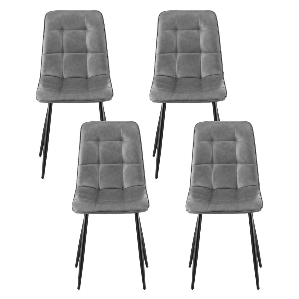 4x Dining Chairs Retro PU Leather Kitchen Lounge Cafe Accent Chair Grey - Furniture > Dining > Kitchen & Dining Chairs - Rivercity House & Home Co. (ABN 18 642 972 209) - Affordable Modern Furniture Australia