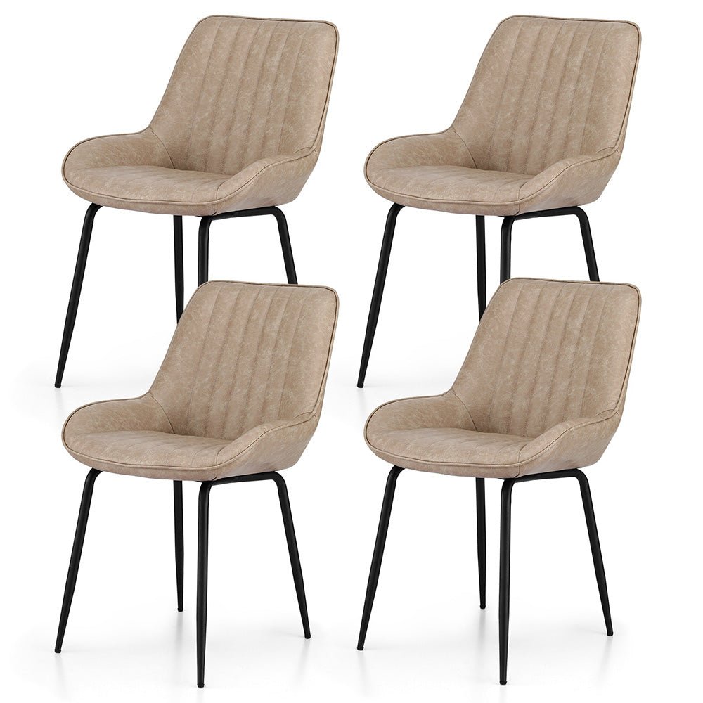 4x Dining Chairs Retro PU Leather Kitchen Lounge Cafe Accent Chair Khaki - Furniture > Dining > Kitchen & Dining Chairs - Rivercity House & Home Co. (ABN 18 642 972 209) - Affordable Modern Furniture Australia
