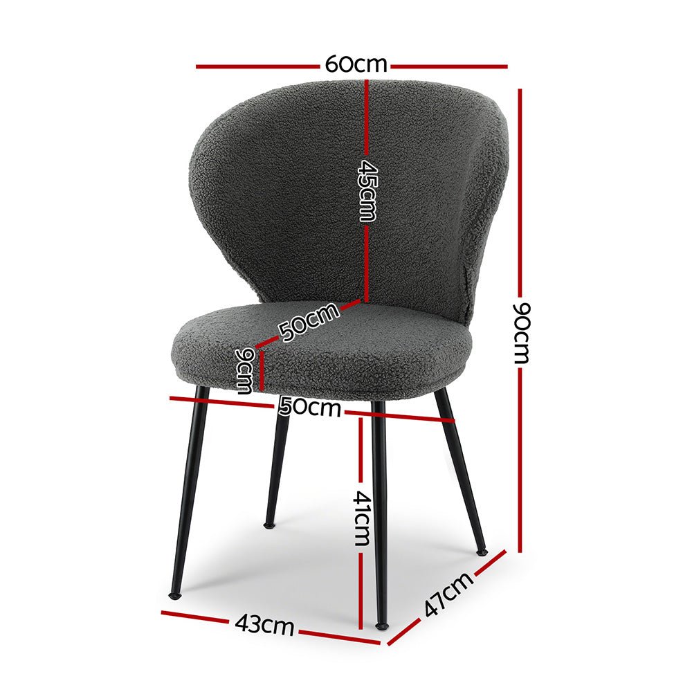 4x Dining Chairs Sherpa Boucle Wing Back Grey - Furniture > Dining > Kitchen & Dining Chairs - Rivercity House & Home Co. (ABN 18 642 972 209) - Affordable Modern Furniture Australia