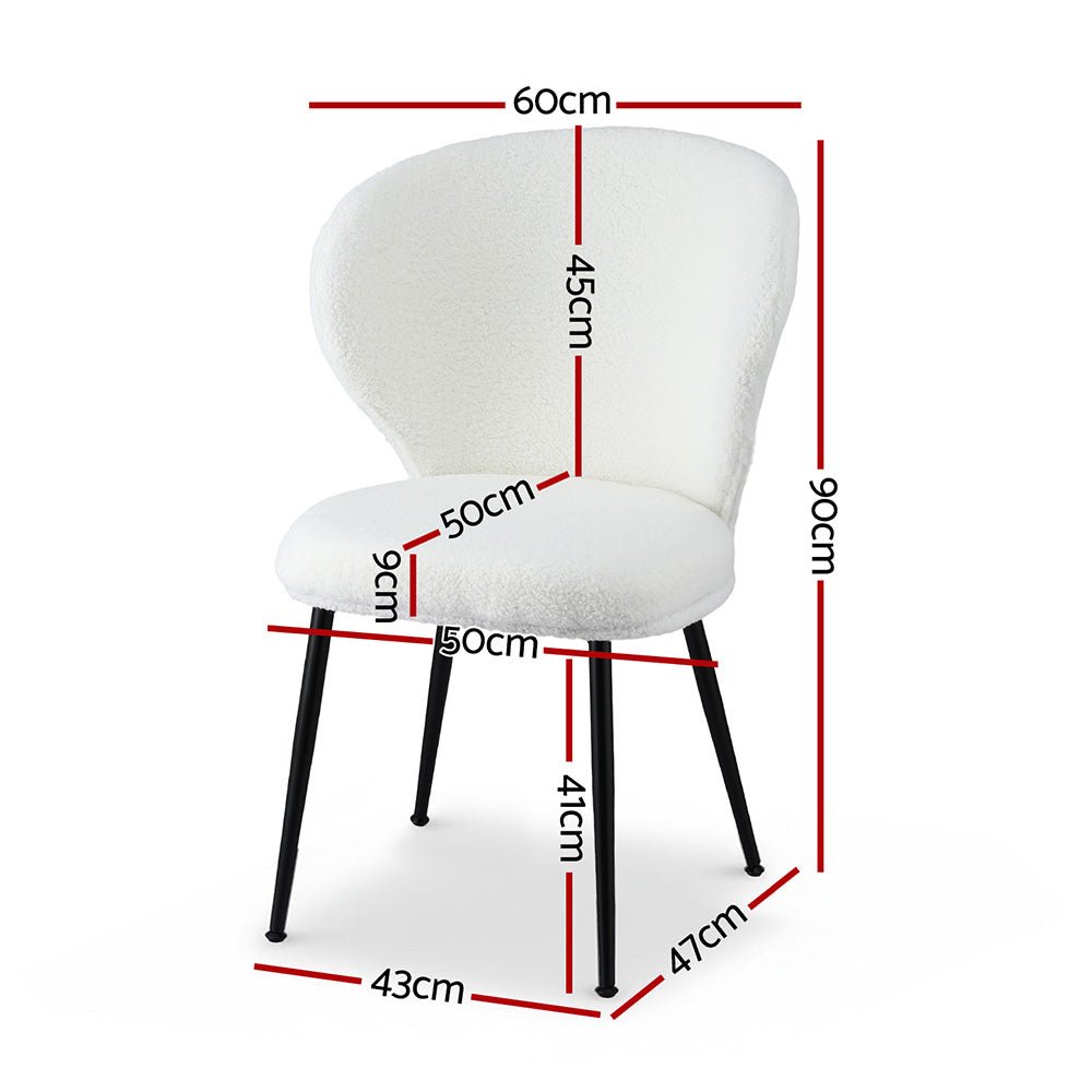 4x Dining Chairs Sherpa Boucle Wing Back White - Furniture > Dining > Kitchen & Dining Chairs - Rivercity House & Home Co. (ABN 18 642 972 209) - Affordable Modern Furniture Australia