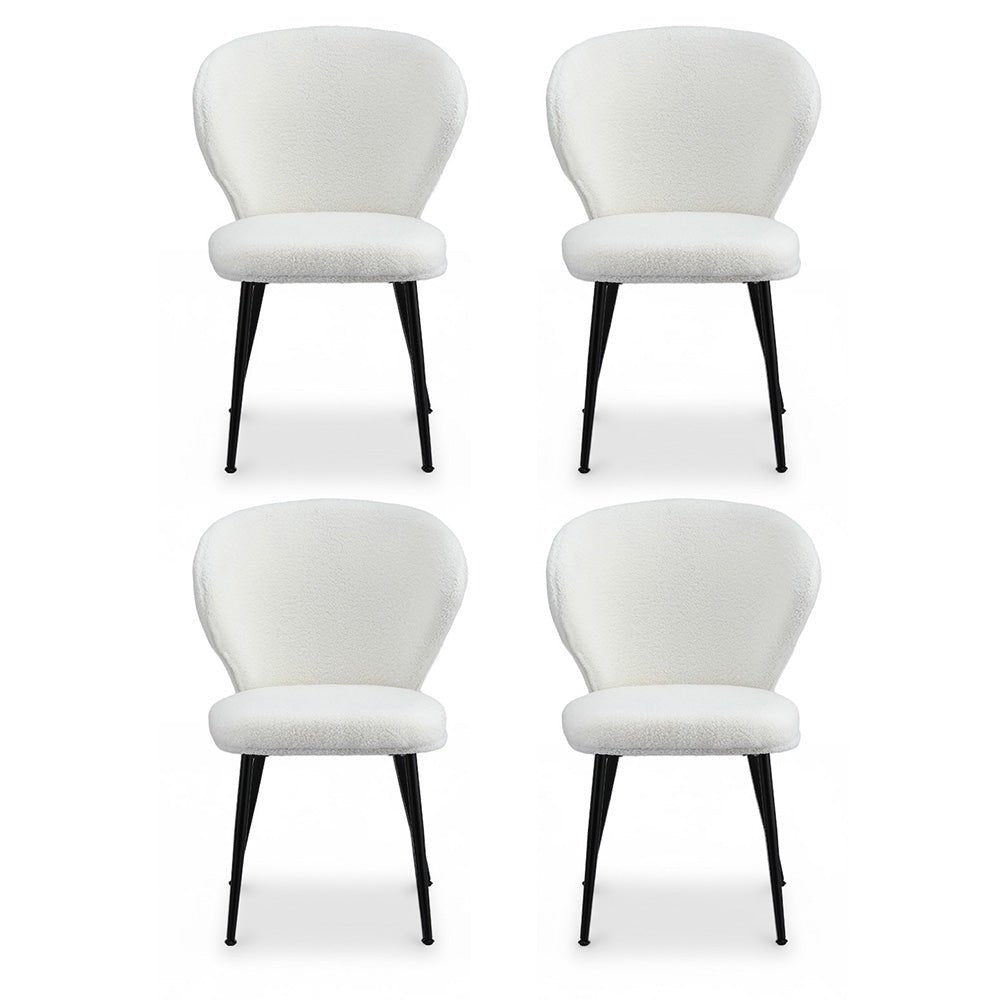 4x Dining Chairs Sherpa Boucle Wing Back White - Furniture > Dining > Kitchen & Dining Chairs - Rivercity House & Home Co. (ABN 18 642 972 209) - Affordable Modern Furniture Australia