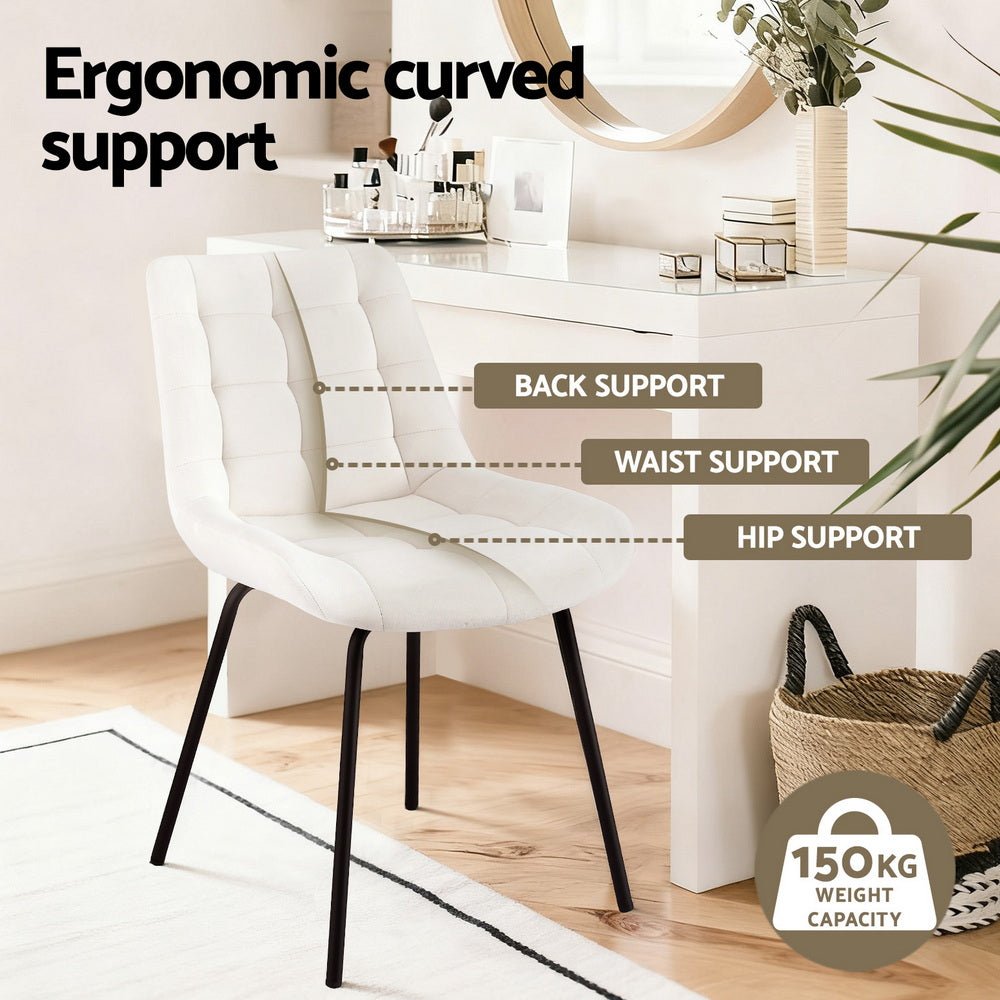 4x Dining Chairs Velvet Tufted Kitchen Lounge Cafe Accent Chair Beige - Furniture > Dining > Kitchen & Dining Chairs - Rivercity House & Home Co. (ABN 18 642 972 209) - Affordable Modern Furniture Australia