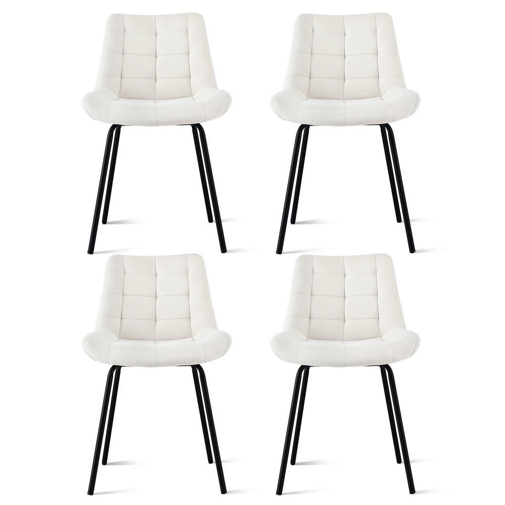 4x Dining Chairs Velvet Tufted Kitchen Lounge Cafe Accent Chair Beige - Furniture > Dining > Kitchen & Dining Chairs - Rivercity House & Home Co. (ABN 18 642 972 209) - Affordable Modern Furniture Australia