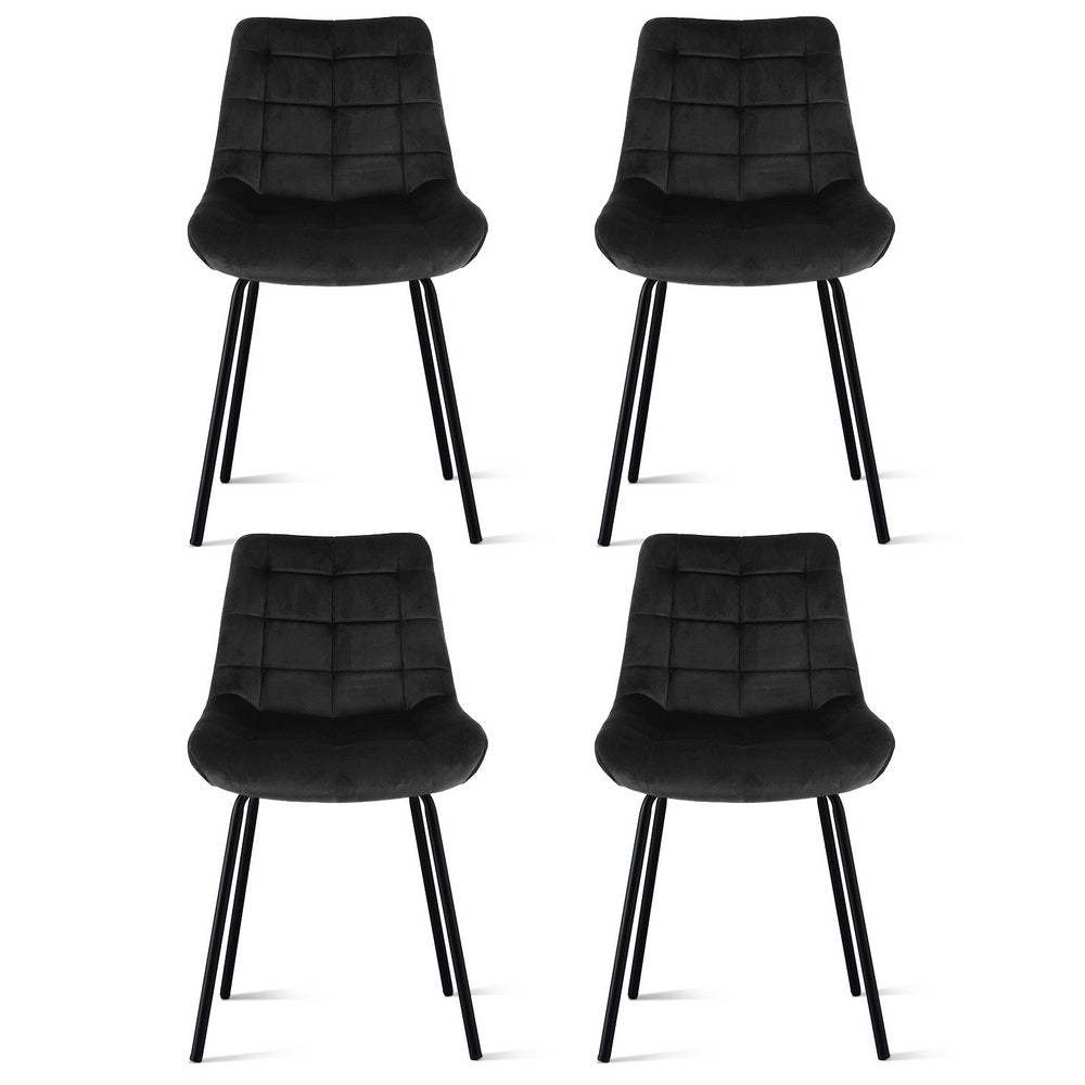 4x Dining Chairs Velvet Tufted Kitchen Lounge Cafe Accent Chair Black - Furniture > Dining > Kitchen & Dining Chairs - Rivercity House & Home Co. (ABN 18 642 972 209) - Affordable Modern Furniture Australia