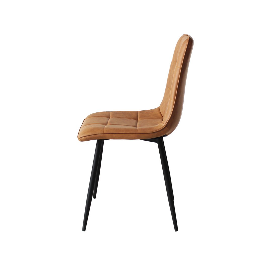 4x Dining Chairs with PU Leather and Steel Legs - Brown - Rivercity House & Home Co. (ABN 18 642 972 209) - Affordable Modern Furniture Australia