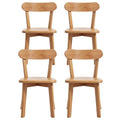 Set of 4 Wooden Dining Chairs Rubber Wood Kitchen Accent Chair - Natural