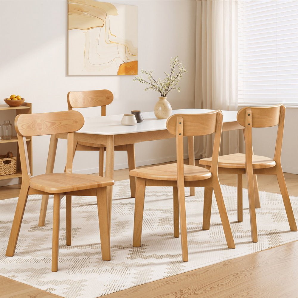 4x Dining Chairs Wooden Kitchen Accent Chair Cafe Lounge Rubber Wood - Furniture > Dining > Kitchen & Dining Chairs - Rivercity House & Home Co. (ABN 18 642 972 209) - Affordable Modern Furniture Australia
