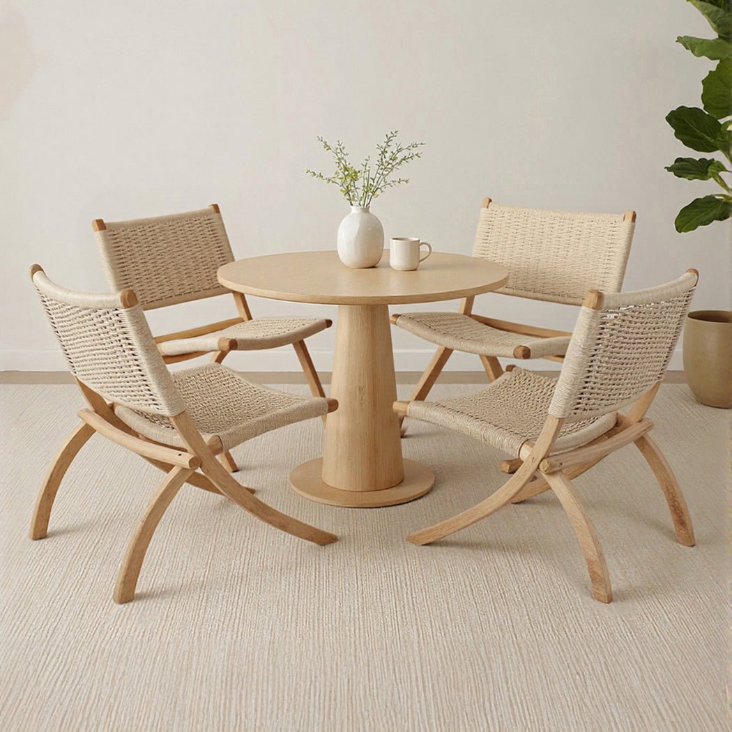 4x Foldable Accent Recliner Chair - Natural - Rivercity House & Home Co. (ABN 18 642 972 209) - Affordable Modern Furniture Australia