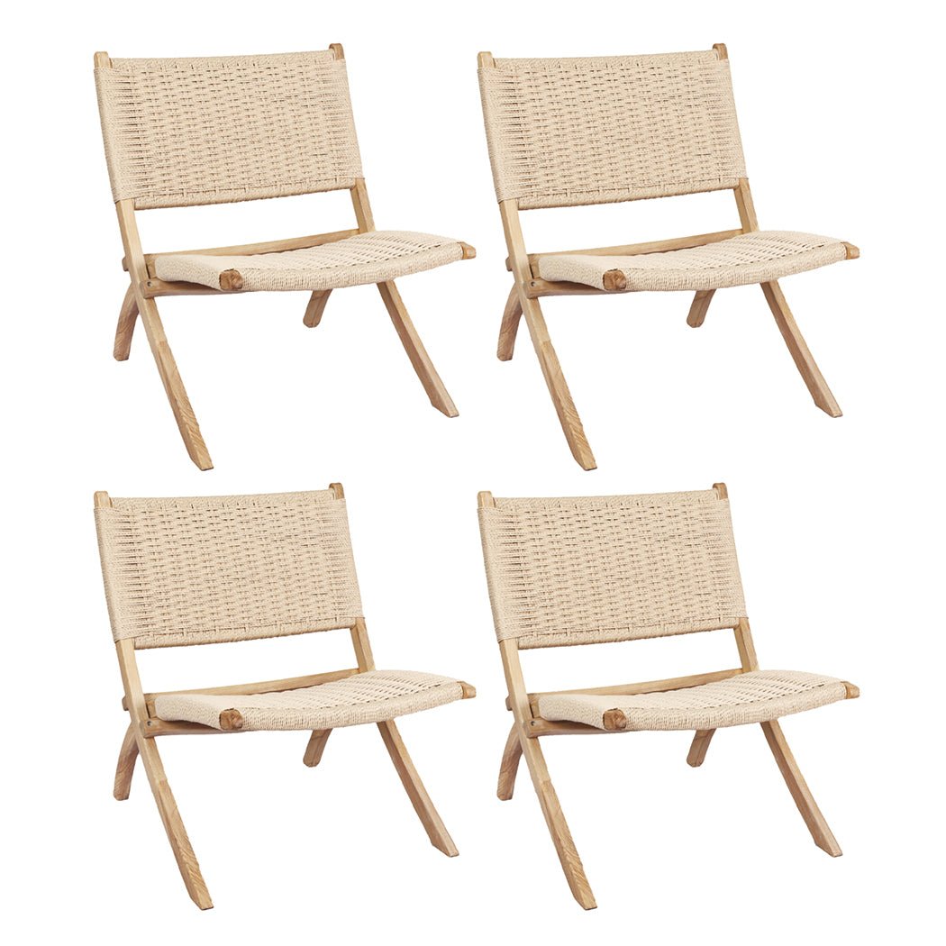 4x Foldable Accent Recliner Chair - Natural - Rivercity House & Home Co. (ABN 18 642 972 209) - Affordable Modern Furniture Australia
