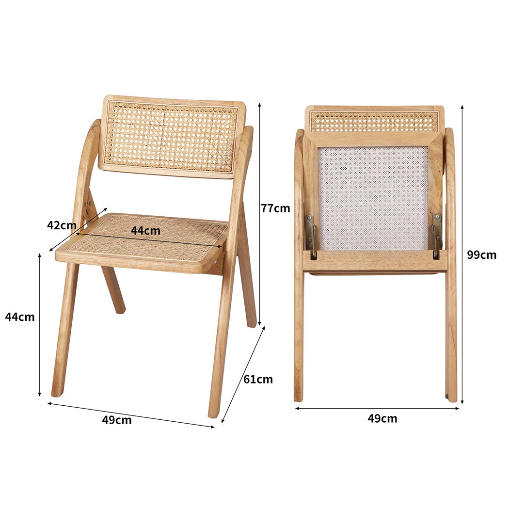 4X Foldable Dining Accent Chairs with Rattan - Natural - Rivercity House & Home Co. (ABN 18 642 972 209) - Affordable Modern Furniture Australia