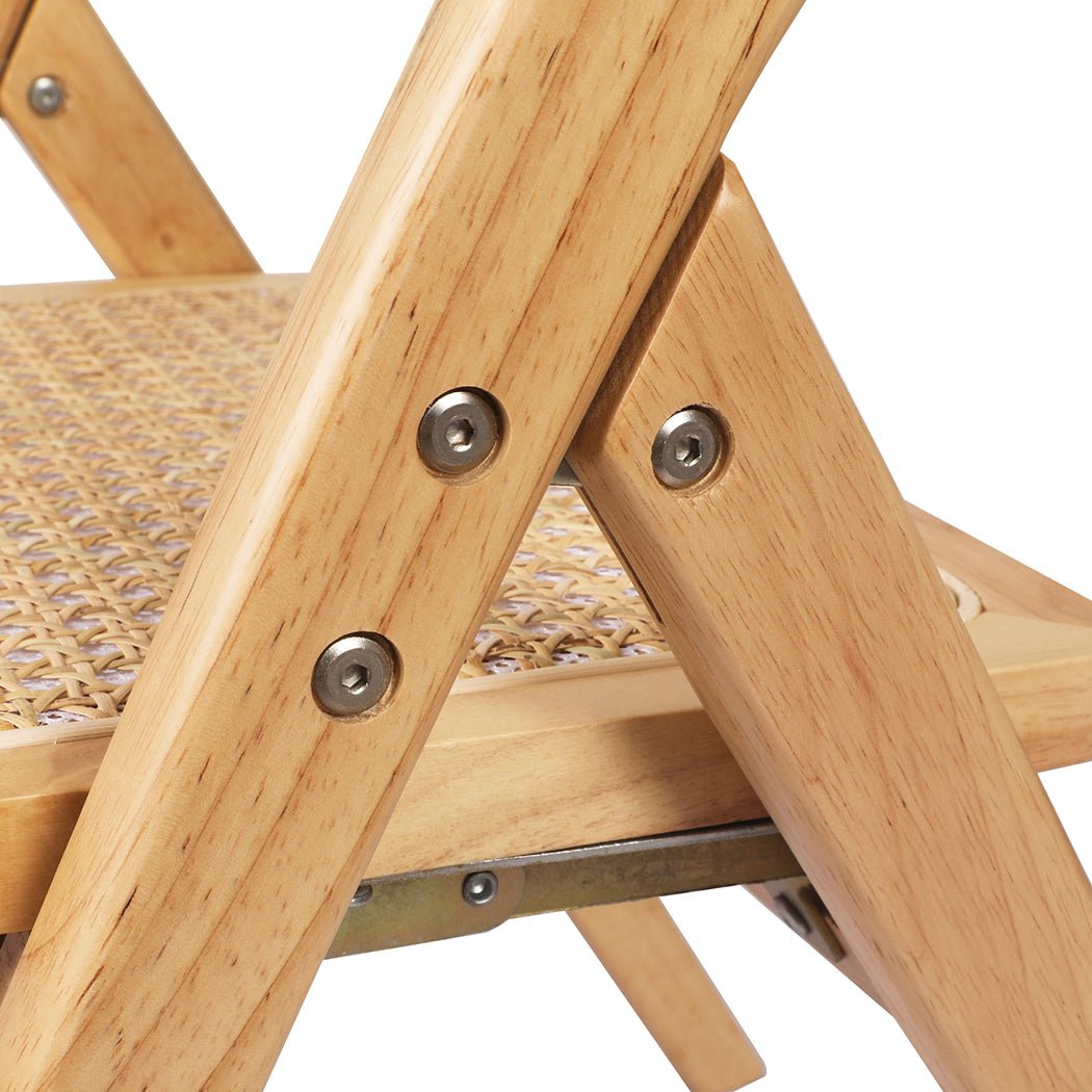4X Foldable Dining Accent Chairs with Rattan - Natural - Rivercity House & Home Co. (ABN 18 642 972 209) - Affordable Modern Furniture Australia