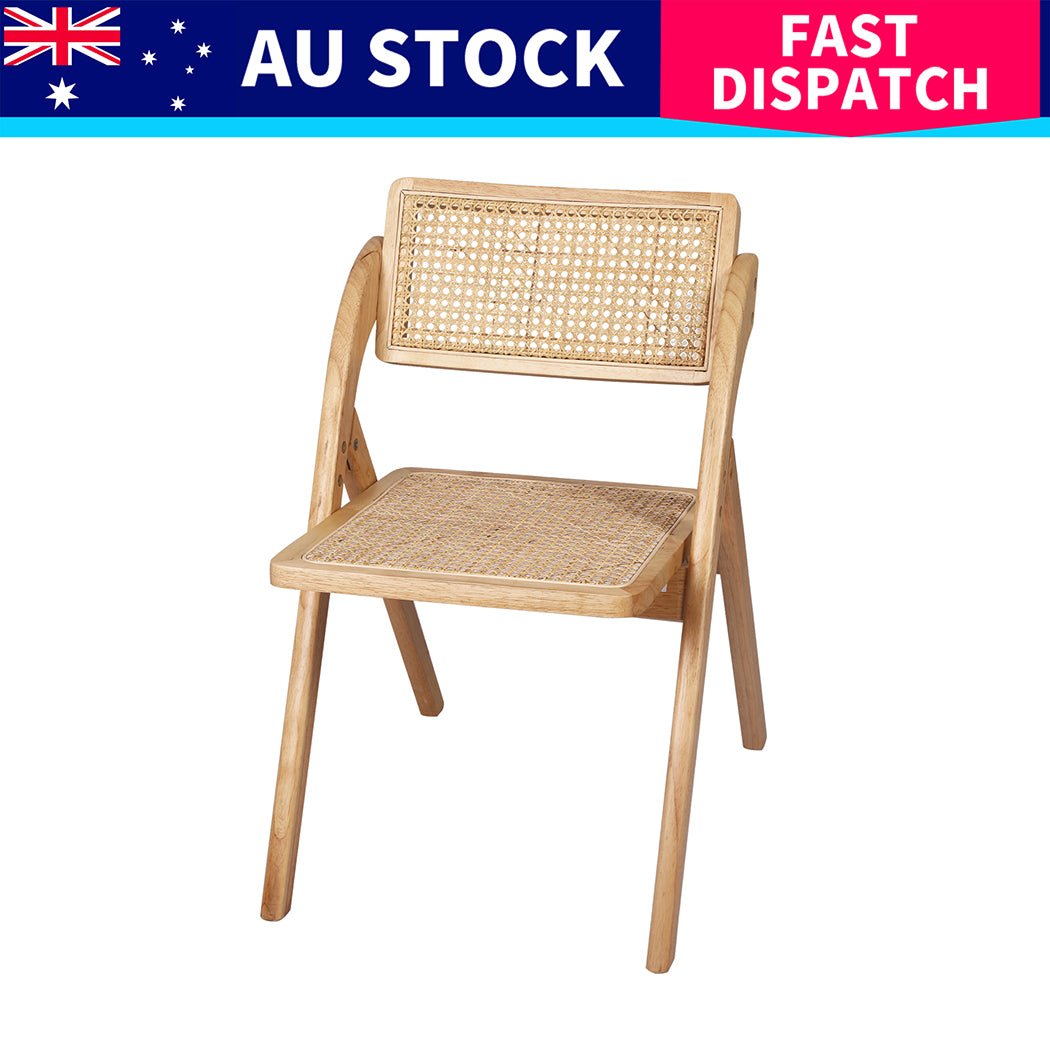4X Foldable Dining Accent Chairs with Rattan - Natural - Rivercity House & Home Co. (ABN 18 642 972 209) - Affordable Modern Furniture Australia
