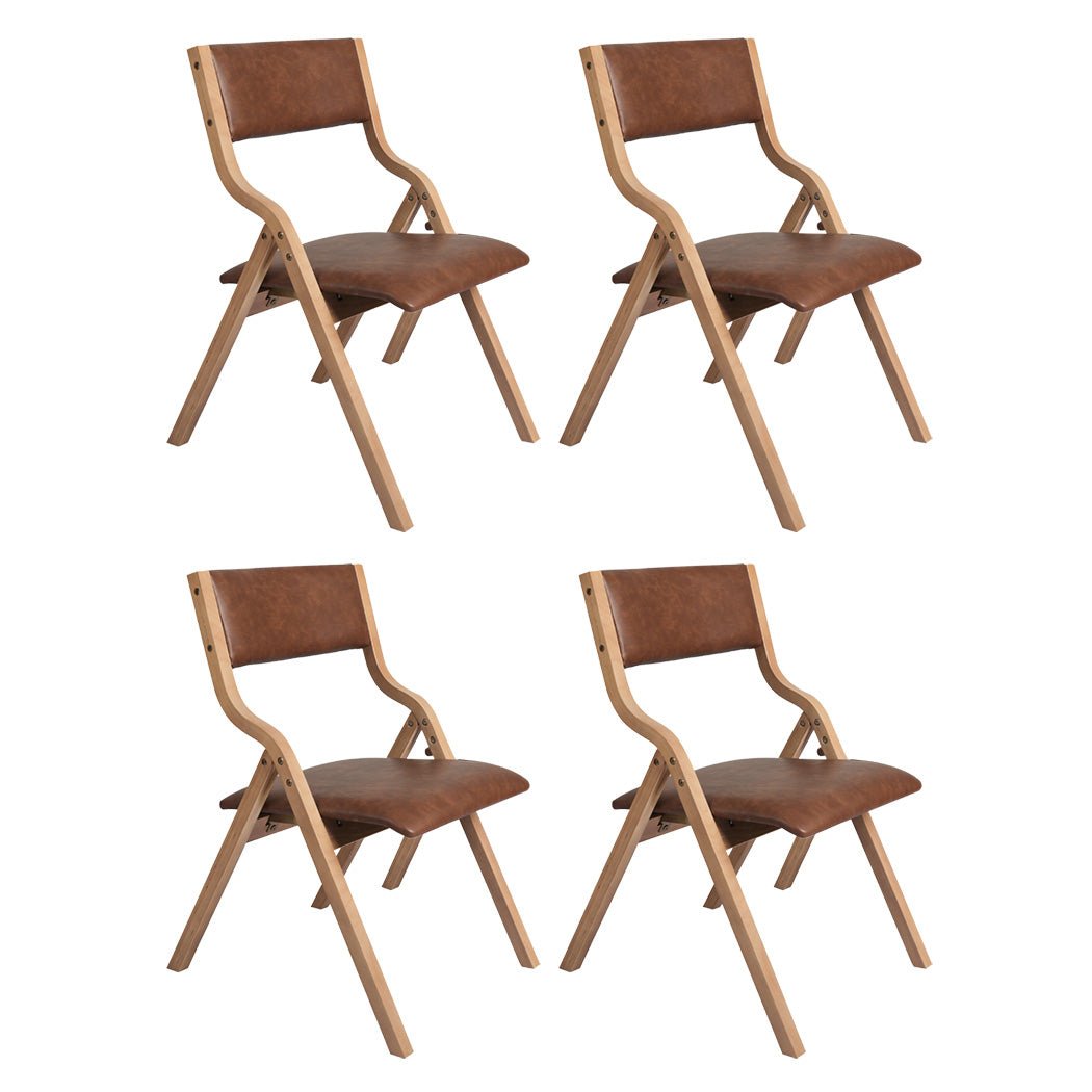 4x Foldable Dining Chairs with PU Leather Seat - Tan - Rivercity House & Home Co. (ABN 18 642 972 209) - Affordable Modern Furniture Australia