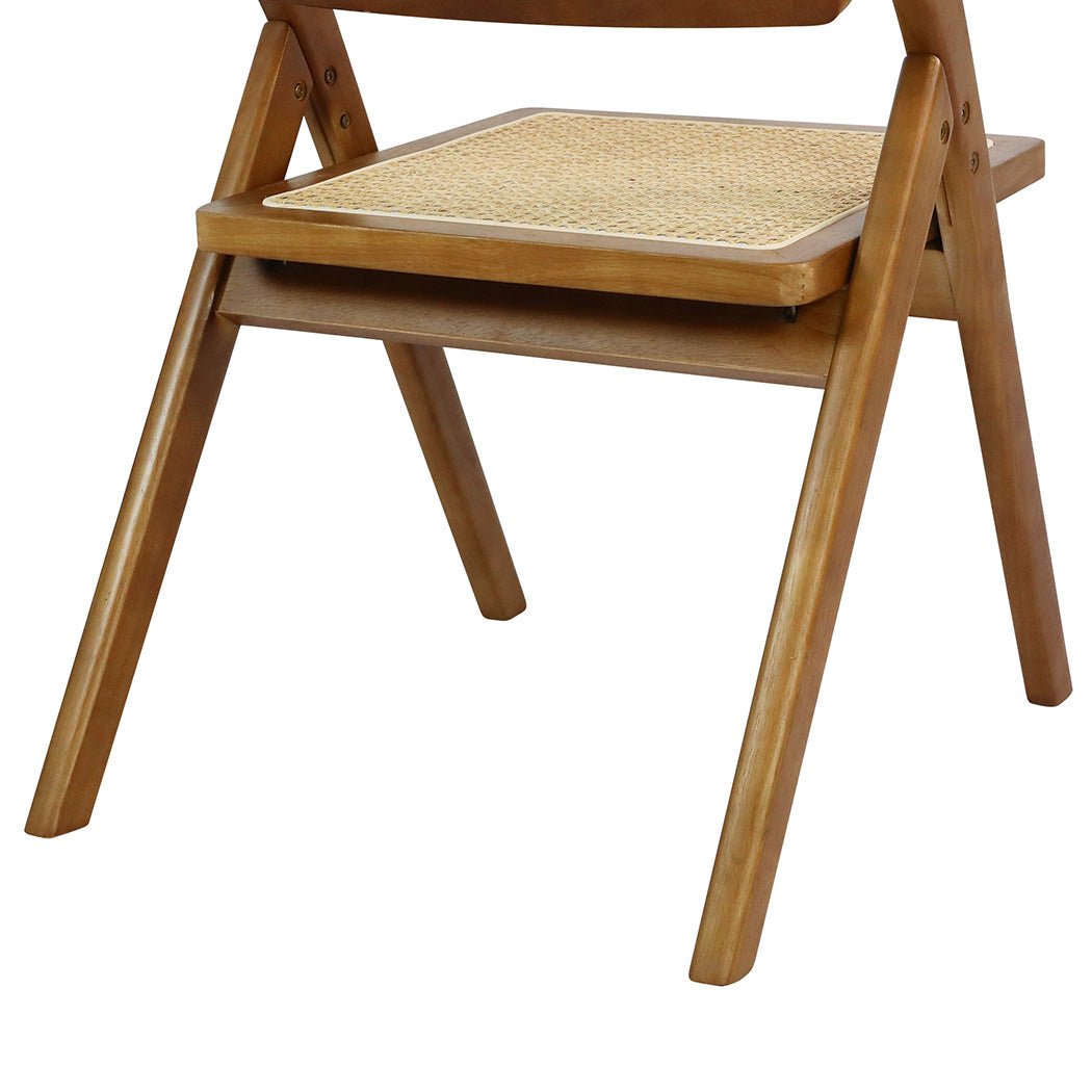 4X Foldable Rattan Dining Chairs with Rubber Wood Frame - Walnut - Rivercity House & Home Co. (ABN 18 642 972 209) - Affordable Modern Furniture Australia